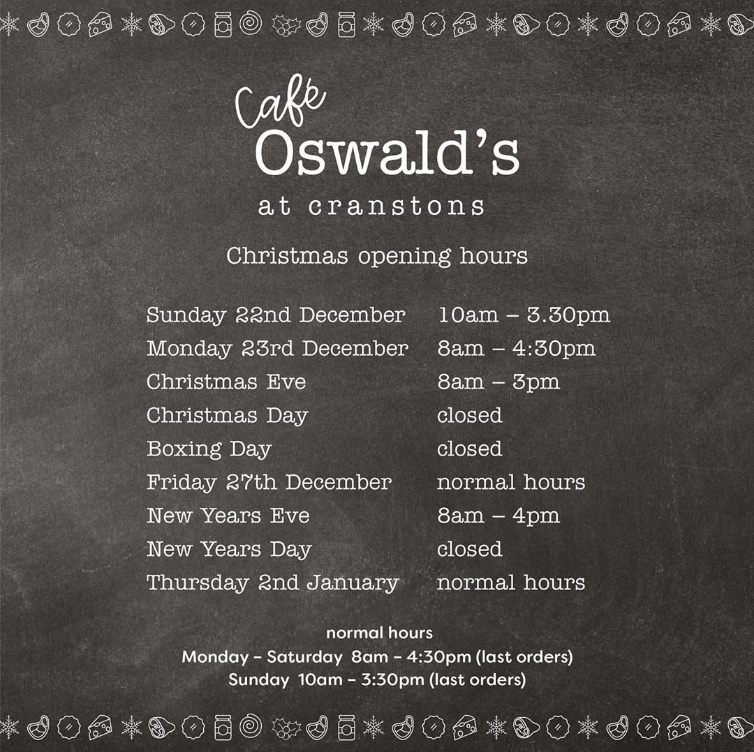 Here are our festive opening hours for this year! We hope to see you